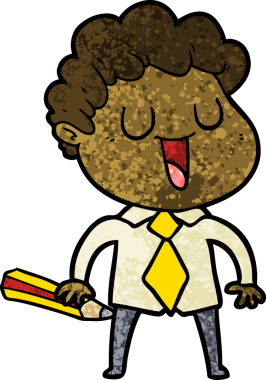 Bir insan tarafından çizilmiş kurşun kalemle gülen adam.