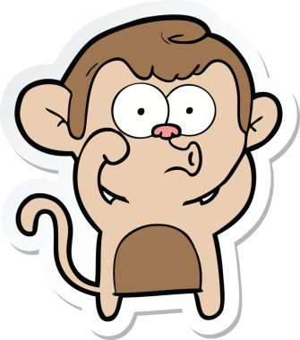 Bir insan tarafından çizilmiş korna çalan bir maymunun çıkartması.