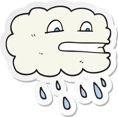 Bir insan tarafından çizilmiş karikatür yağmur bulutu etiketi