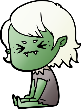 Bir insan tarafından çizilmiş kızgın vampir kız.