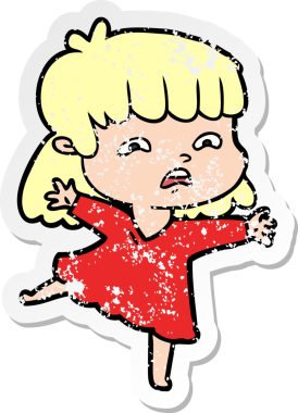 Bir insan tarafından çizilmiş endişeli bir karikatür çıkartması.