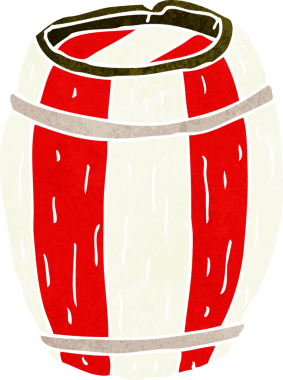 Bir insan tarafından çizilmiş çizgi film fıçısı.