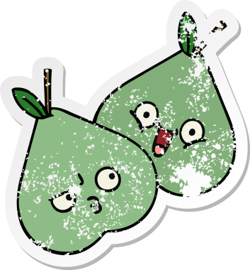 Bir insan tarafından çizilmiş yeşil armut çizgi filminin sıkıntılı çıkartması.