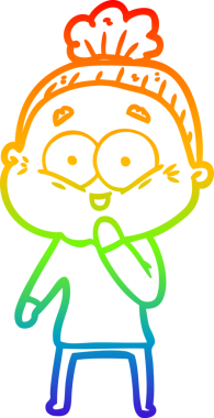 Gökkuşağı gradyan çizgi çizimi Bir insan tarafından çizilmiş mutlu yaşlı kadın