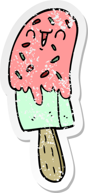 Bir insan tarafından çizilmiş karikatür buz çubuğunun sıkıntılı çıkartması.