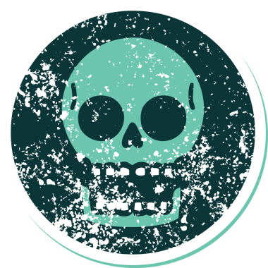 Bir insan tarafından çizilmiş bir kafatasının sembolik dövmeli görüntüsü.