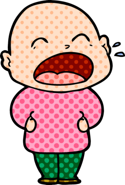 Bir insan tarafından çizilmiş kel adam diye bağıran çizgi film.