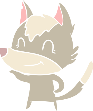 Bir insan tarafından çizilmiş düz renkli çizgi film kurdu.