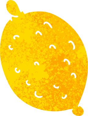 Bir insan tarafından çizilmiş retro illüstrasyon tarzı tuhaf çizgi film limonu.