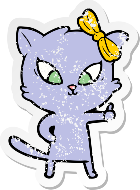 Bir insan tarafından çizilmiş karikatür bir kedinin sıkıntılı çıkartması.