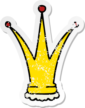 Bir insan tarafından çizilmiş garip bir el çıkartması çizilmiş altın taç.