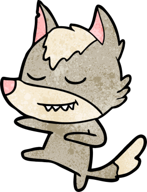 Bir insan tarafından çizilmiş dost canlısı kurt dansçısı.