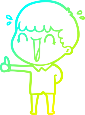 Bir insan tarafından çizilmiş gülen bir çizgi film karakterinin soğuk gradyan çizgisi.