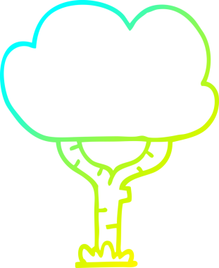 Bir insan tarafından çizilmiş bir karikatür ağacının soğuk gradyan çizimi