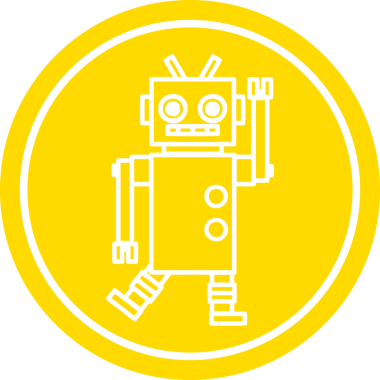 dans eden robot dairesel simgesi bir insan tarafından çizildi