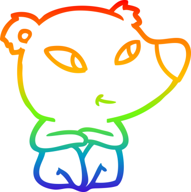 Gökkuşağı gradyanı çizimi. Bir insan tarafından çizilmiş şirin bir ayı çizgi filmi.