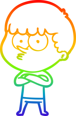 Gökkuşağı gradyanı çizimi Bir insan tarafından çizilmiş meraklı bir çocuk