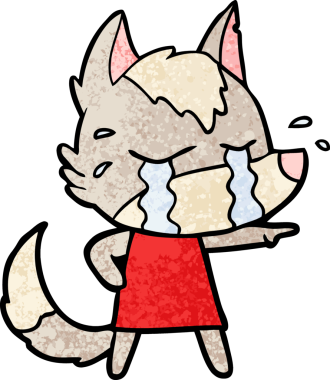 Bir insan tarafından çizilmiş ağlayan kurt çizgi filmi.