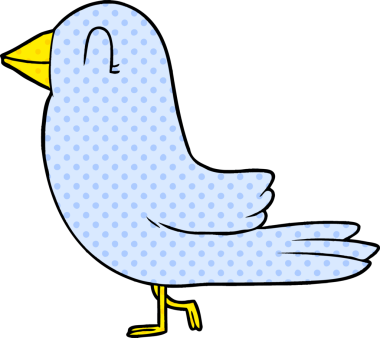 Bir insan tarafından çizilmiş çizgi film kuşu.