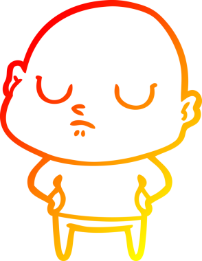 Bir insan tarafından çizilmiş kel bir adamın sıcak çizgi çizimi.