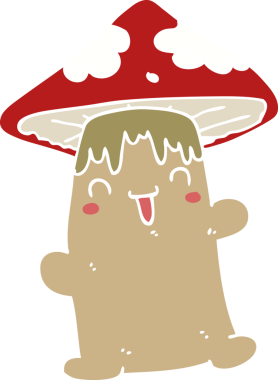 Bir insan tarafından çizilmiş düz renkli mantar karakteri