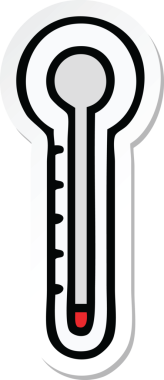 Bir insan tarafından çizilmiş şirin bir karikatür cam termometresinin çıkartması.