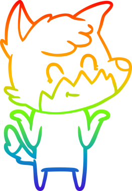 gökkuşağı gradyan çizgi çizimi bir insan tarafından çizilmiş mutlu tilki