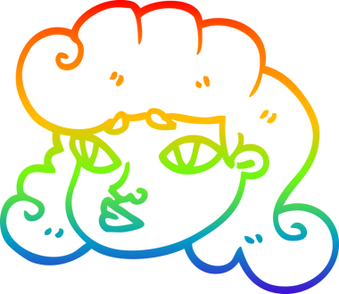 gökkuşağı gradyan çizgi çizimi bir insan tarafından çizilmiş bir kadın yüzü