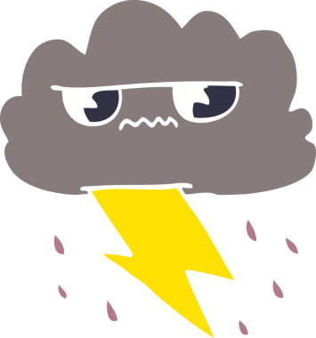 Bir insan tarafından çizilmiş kızgın fırtına bulutu.