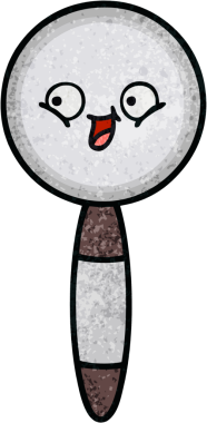 Bir insan tarafından çizilmiş bir büyüteçin retro grunge desen karikatürü