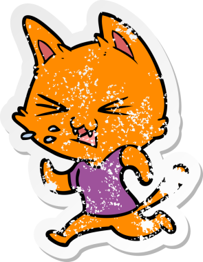 Bir insan tarafından çizilmiş, koşan bir kedinin sıkıntılı çıkartması.