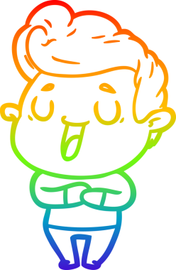 gökkuşağı gradyanı çizimi bir insan tarafından çizilmiş mutlu bir çizgi film adamı