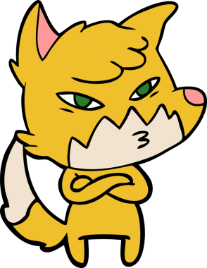 Bir insan tarafından çizilmiş akıllı çizgi film tilkisi.