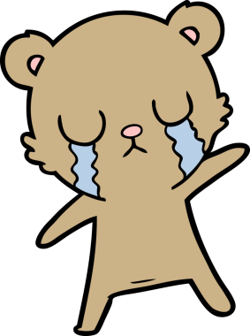 Bir insan tarafından çizilmiş ağlayan ayı karikatürü.