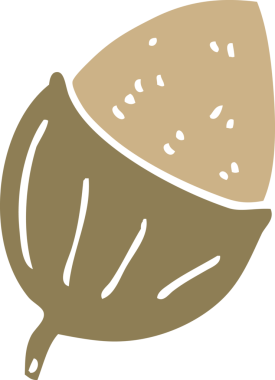 Bir insan tarafından çizilmiş düz renkli palamut.