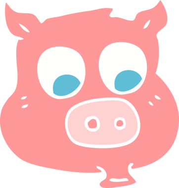 Bir insan tarafından çizilmiş domuzun düz renk çizimi