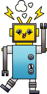 Bir insan tarafından çizilmiş bir robotun gölgelenmiş çizimi