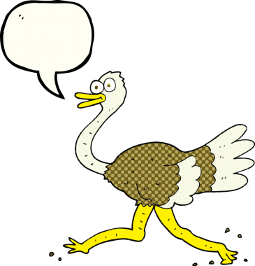 Bir insan tarafından çizilmiş serbest çizilmiş çizgi roman konuşma balonu deve kuşu.