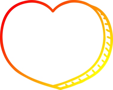 Bir insan tarafından çizilmiş bir aşk kalbinin sıcak çizgi çizimi.