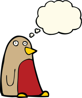 Bir insan tarafından çizilmiş düşünce balonlu çizgi robin.