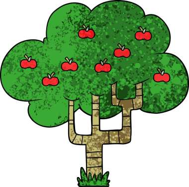 bir insan tarafından çizilmiş elma ağacı.
