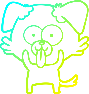 Bir insan tarafından çizilmiş dilli çizgi film köpeği çizimi.