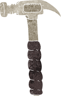 Bir insan tarafından çizilmiş karton çekiç.