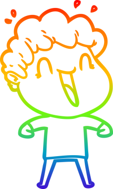 Gökkuşağı gradyan çizgi çizimi mutlu bir adamın bir insan tarafından çizilmiş gülüşü