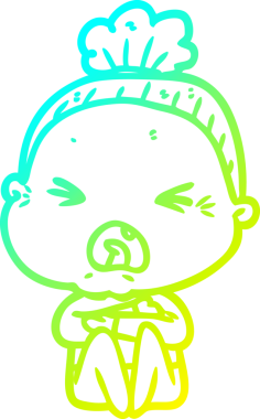 Bir insan tarafından çizilmiş kızgın yaşlı bir kadının soğuk çizgi çizimi.