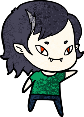 Bir insan tarafından çizilmiş çizgi film dostu vampir kız.