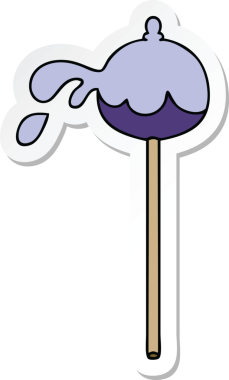 Bir insan tarafından çizilmiş garip bir el lolipopunun çıkartması.