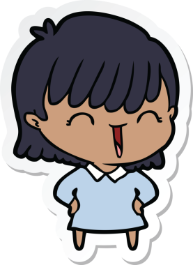 Bir insan tarafından çizilmiş bir karikatür kadının çıkartması.