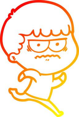 Bir insan tarafından çizilmiş, kızgın bir çizgi film karakteri.