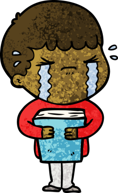 Bir insan tarafından çizilmiş ağlayan çizgi film adamı.